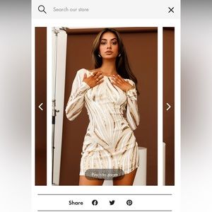 Selfie Leslie karma long sleeve keyhole back sequin dress gold